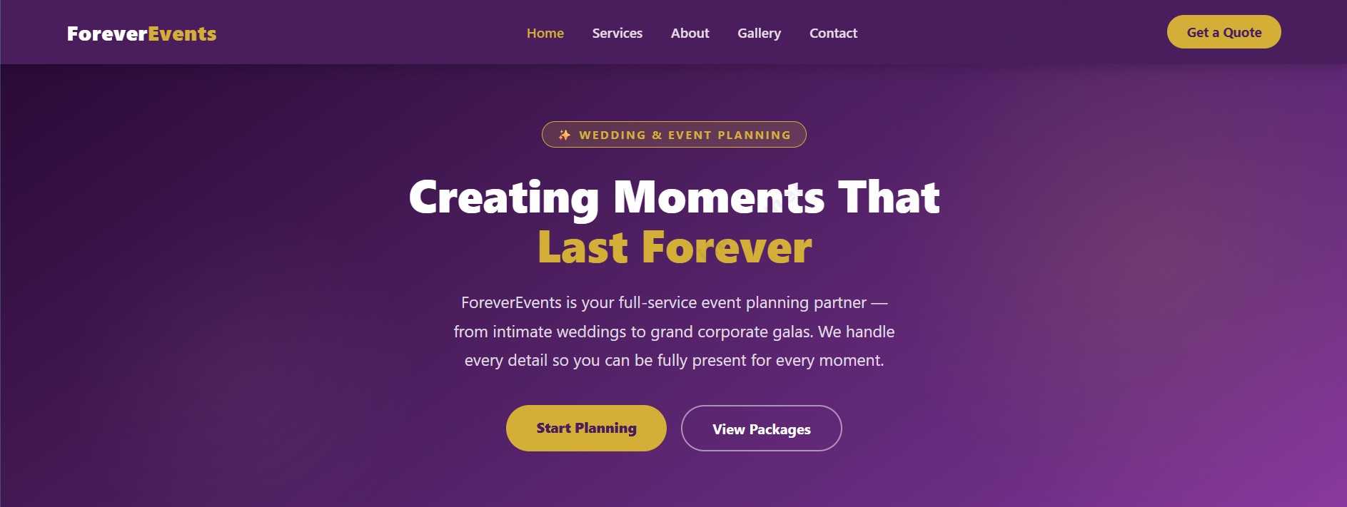 Forever Events Template preview