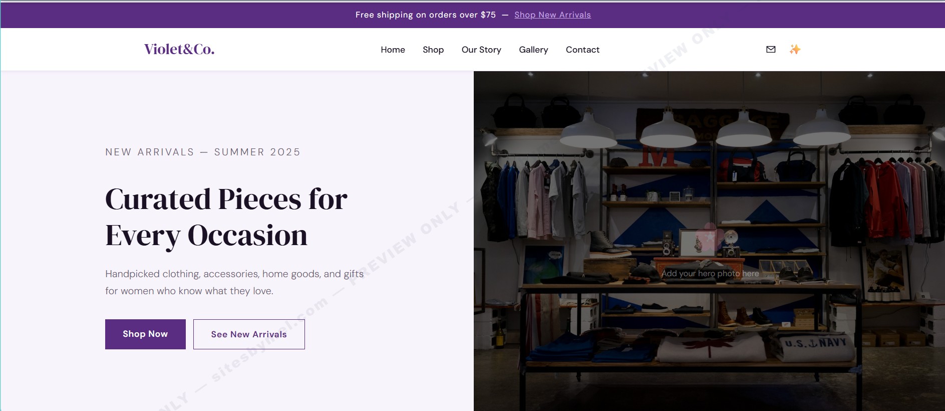 ShopFront Template preview